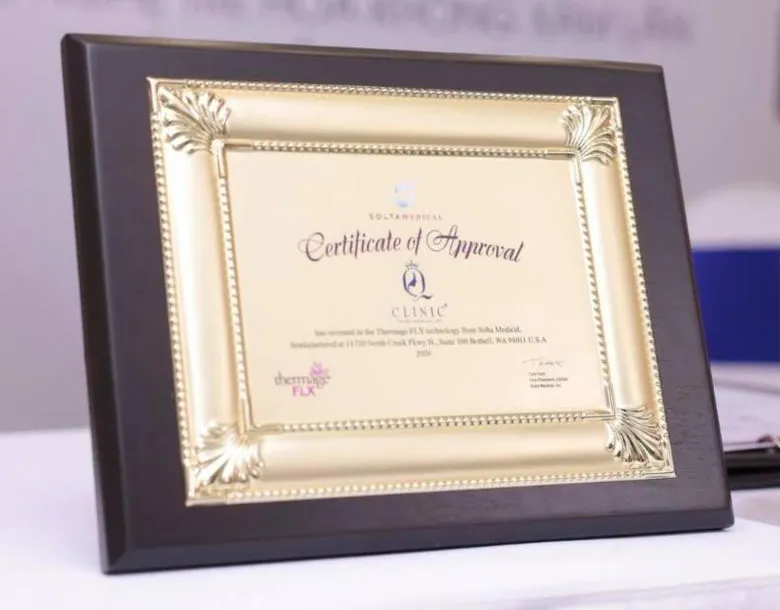 Chứng nhận Certificate of Approval do Solta Medical trao cho Q Clinic.